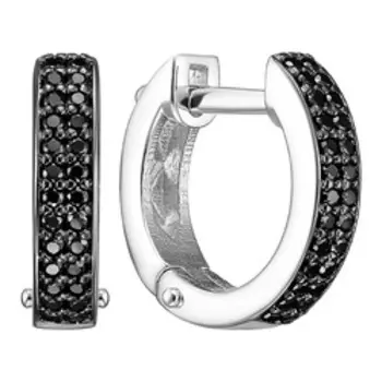 Серебряные серьги с черными фианитами