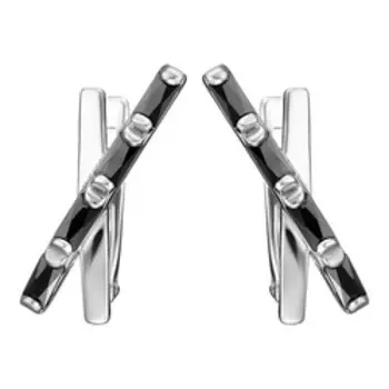 Серебряные серьги с черными фианитами