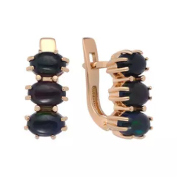 Серебряные серьги с черными опалами