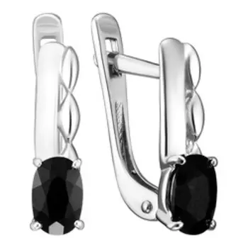 Серебряные серьги с черными турмалинами