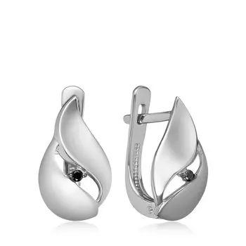 Серебряные серьги с чёрными бриллиантами