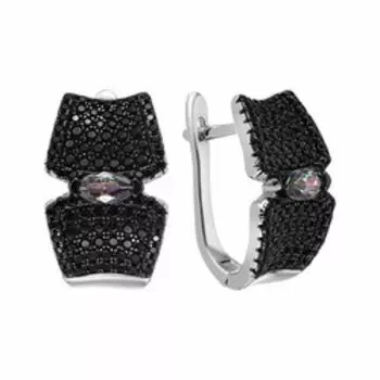 Серебряные серьги с цирконием и нанокристаллами