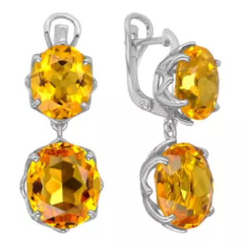 Серебряные серьги с цитринами