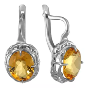 Серебряные серьги с цитринами