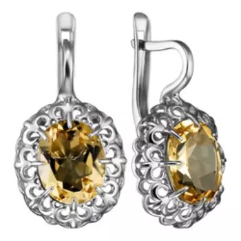 Серебряные серьги с цитринами