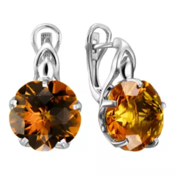 Серебряные серьги с цитринами