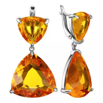 Серебряные серьги с цитринами