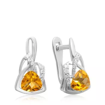 Серебряные серьги с цитринами