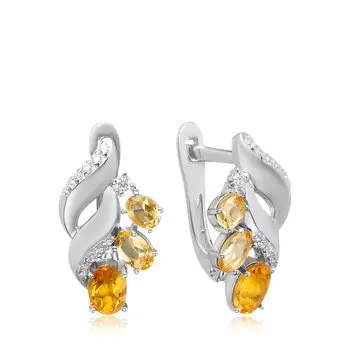 Серебряные серьги с цитринами