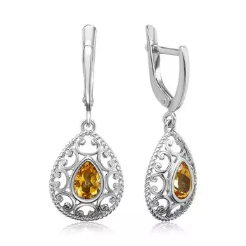 Серебряные серьги с цитринами