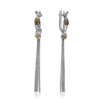 Серебряные серьги с цитринами