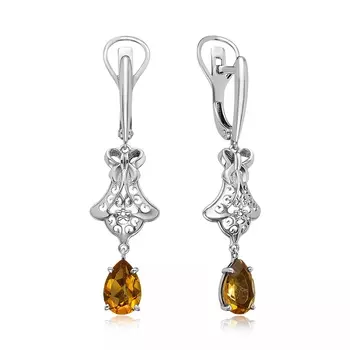 Серебряные серьги с цитринами