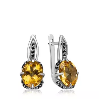 Серебряные серьги с цитринами