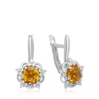 Серебряные серьги с цитринами