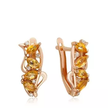 Серебряные серьги с цитринами