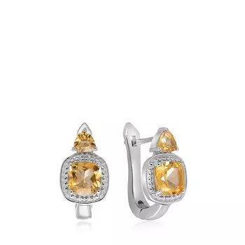 Серебряные серьги с цитринами