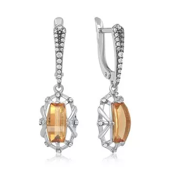 Серебряные серьги с цитринами