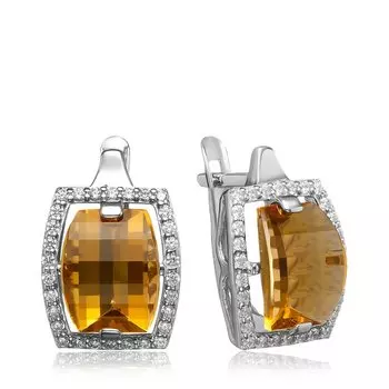 Серебряные серьги с цитринами