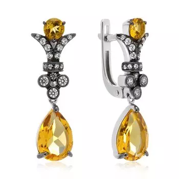 Серебряные серьги с цитринами