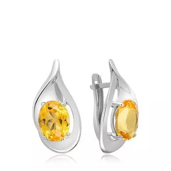 Серебряные серьги с цитринами