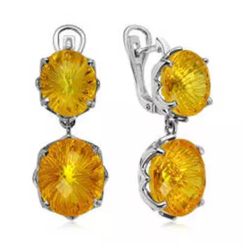 Серебряные серьги с цитринами