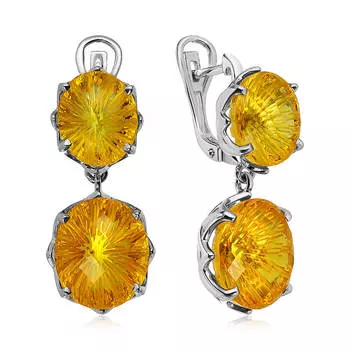 Серебряные серьги с цитринами