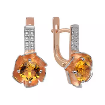 Серебряные серьги с цитринами "Цветы"