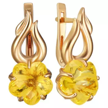 Серебряные серьги с цитринами "Цветы"