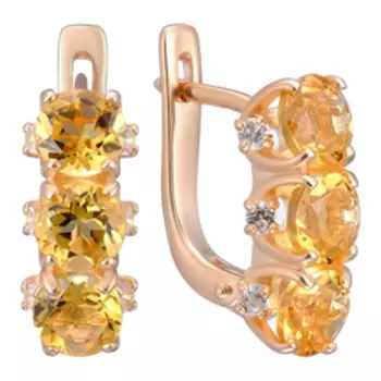 Серебряные серьги с цитринами и белыми топазами