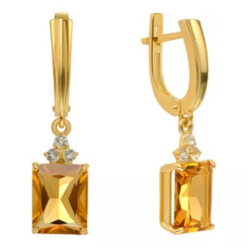 Серебряные серьги с цитринами и бесцветными топазами