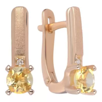 Серебряные серьги с цитринами и бриллиантами