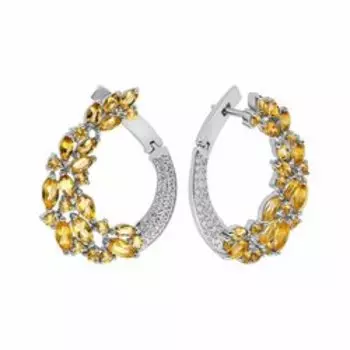 Серебряные серьги с цитринами и фианитами