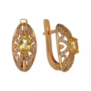 Серебряные серьги с цитринами и фианитами