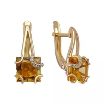 Серебряные серьги с цитринами и фианитами