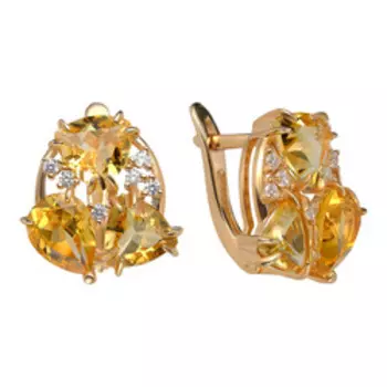 Серебряные серьги с цитринами и фианитами