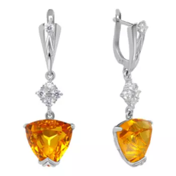 Серебряные серьги с цитринами и фианитами