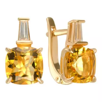 Серебряные серьги с цитринами и фианитами