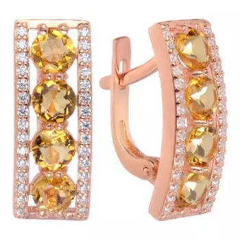 Серебряные серьги с цитринами и фианитами