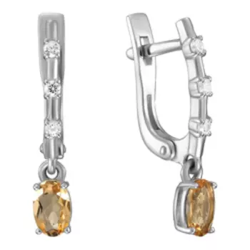 Серебряные серьги с цитринами и фианитами