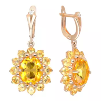 Серебряные серьги с цитринами и фианитами