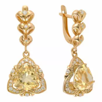 Серебряные серьги с цитринами и фианитами