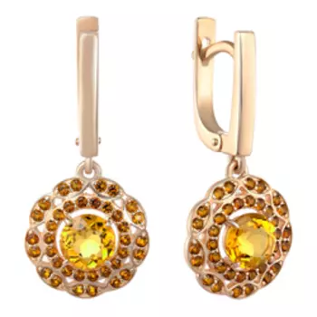 Серебряные серьги с цитринами и фианитами