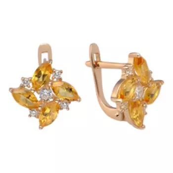 Серебряные серьги с цитринами и фианитами