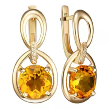 Серебряные серьги с цитринами и фианитами