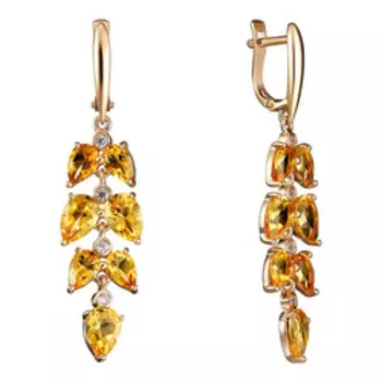 Серебряные серьги с цитринами и фианитами