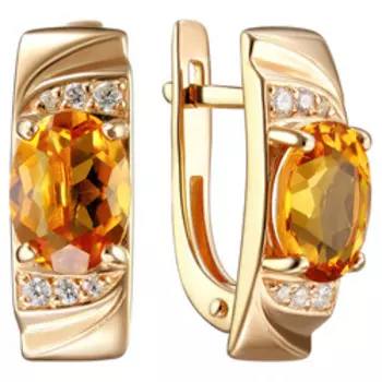 Серебряные серьги с цитринами и фианитами