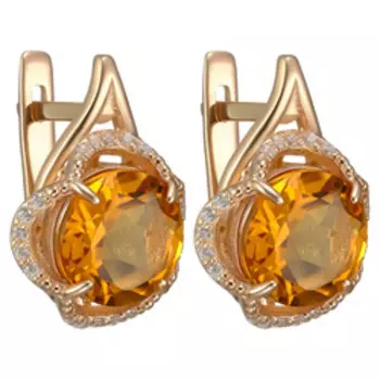 Серебряные серьги с цитринами и фианитами
