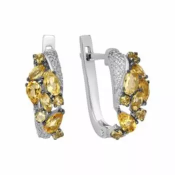 Серебряные серьги с цитринами и фианитами