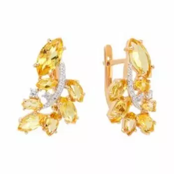 Серебряные серьги с цитринами и фианитами