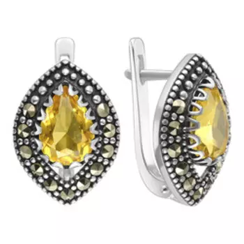 Серебряные серьги с цитринами и марказитами